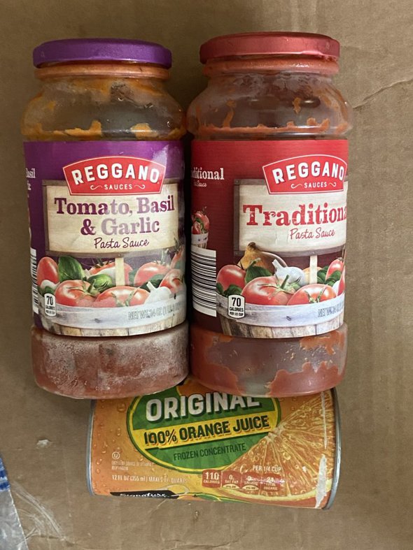 two jars of pasta sauce.